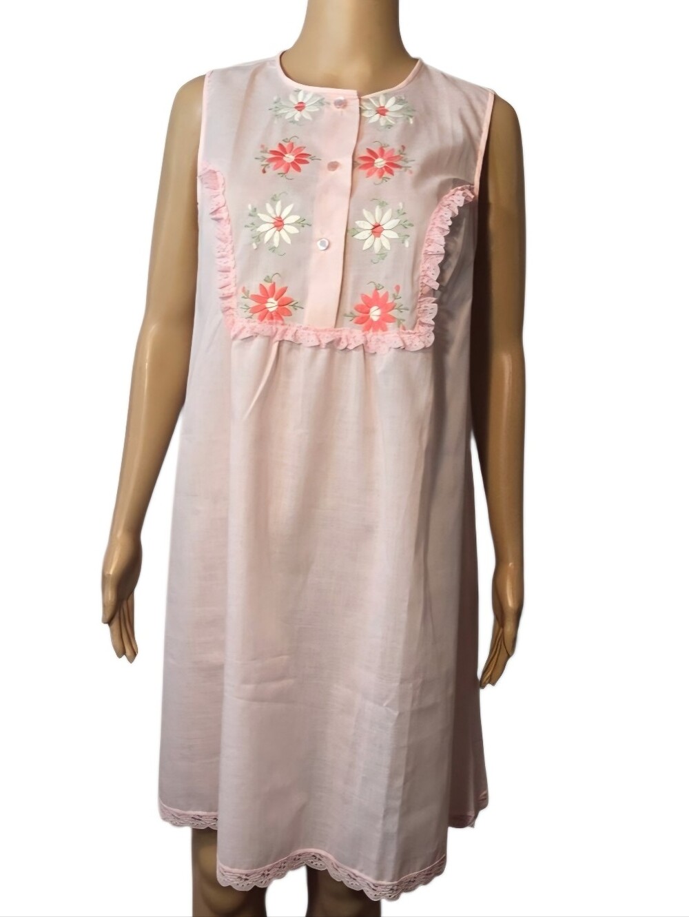Gilead Gown Sleepwear Night  Floral Embroidered Light Pink Womens Size Mediu